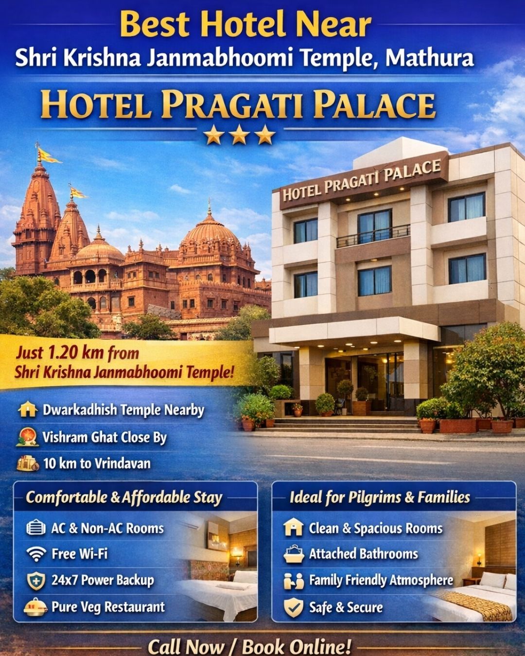 Best Hotel Near Shri Krishna Janmabhoomi 2026 Pragati Palace