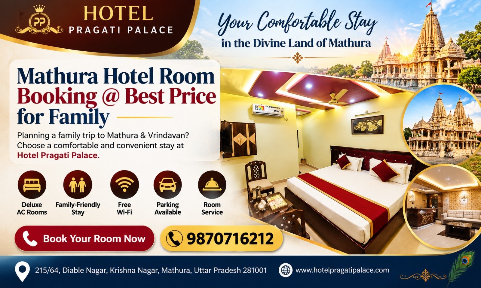 Mathura Hotel Room Booking @ Best Price for Family